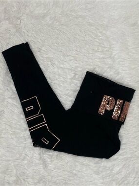 Victoria's Secret Pink Yoga Pants Medium Fold Over Bling Rhinestone Legging Y2k